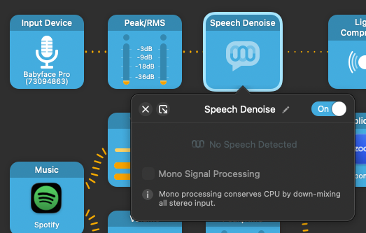 Audio Hijack speech denoise.