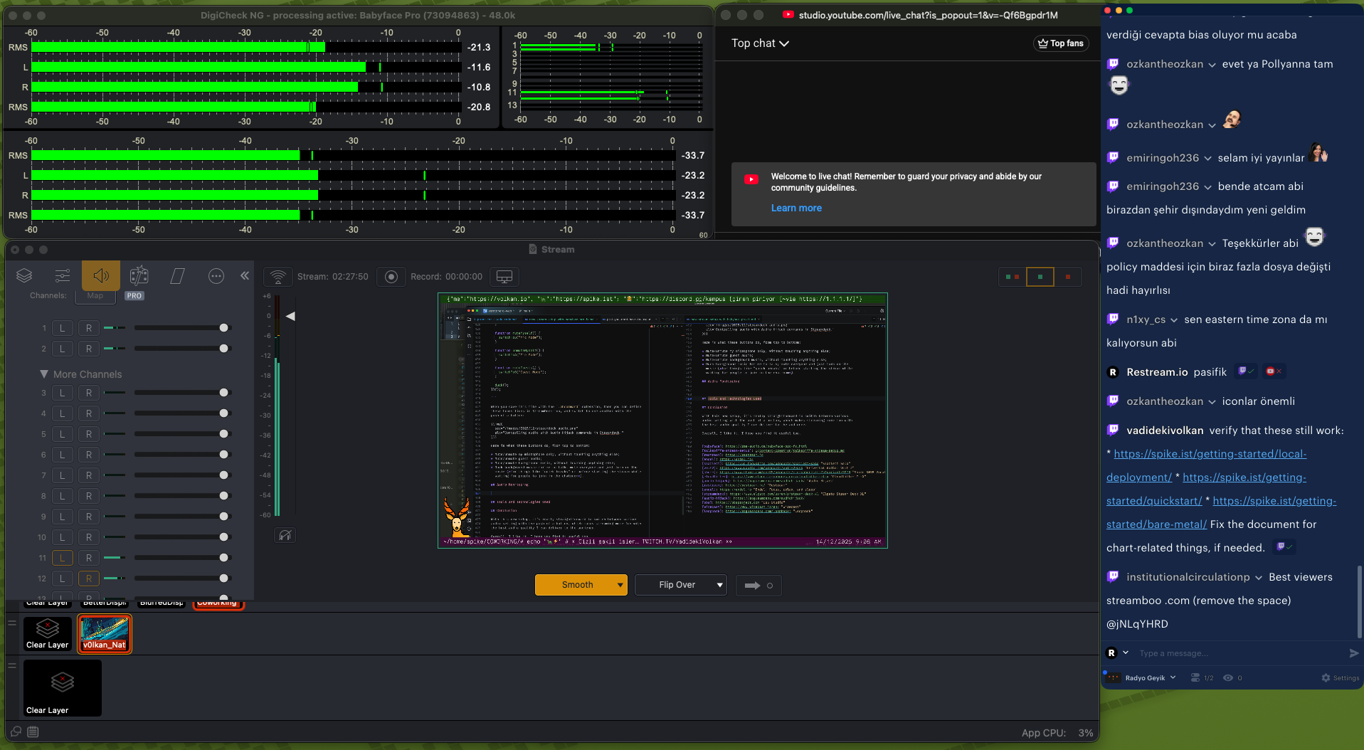 Stream audio monitoring.