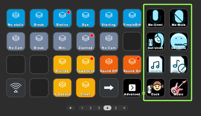 Controlling audio with Audio Hijack commands in Stream Deck.